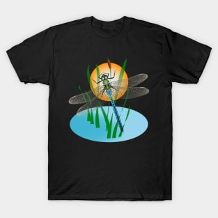 Blue dragonfly in natural environment T-Shirt